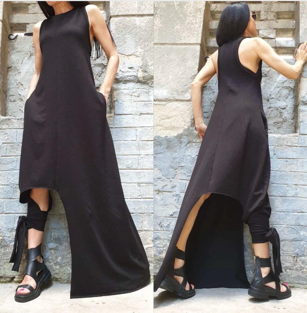 Asymmetrical White Sleeveless Dress / Modern Minimalist Design
