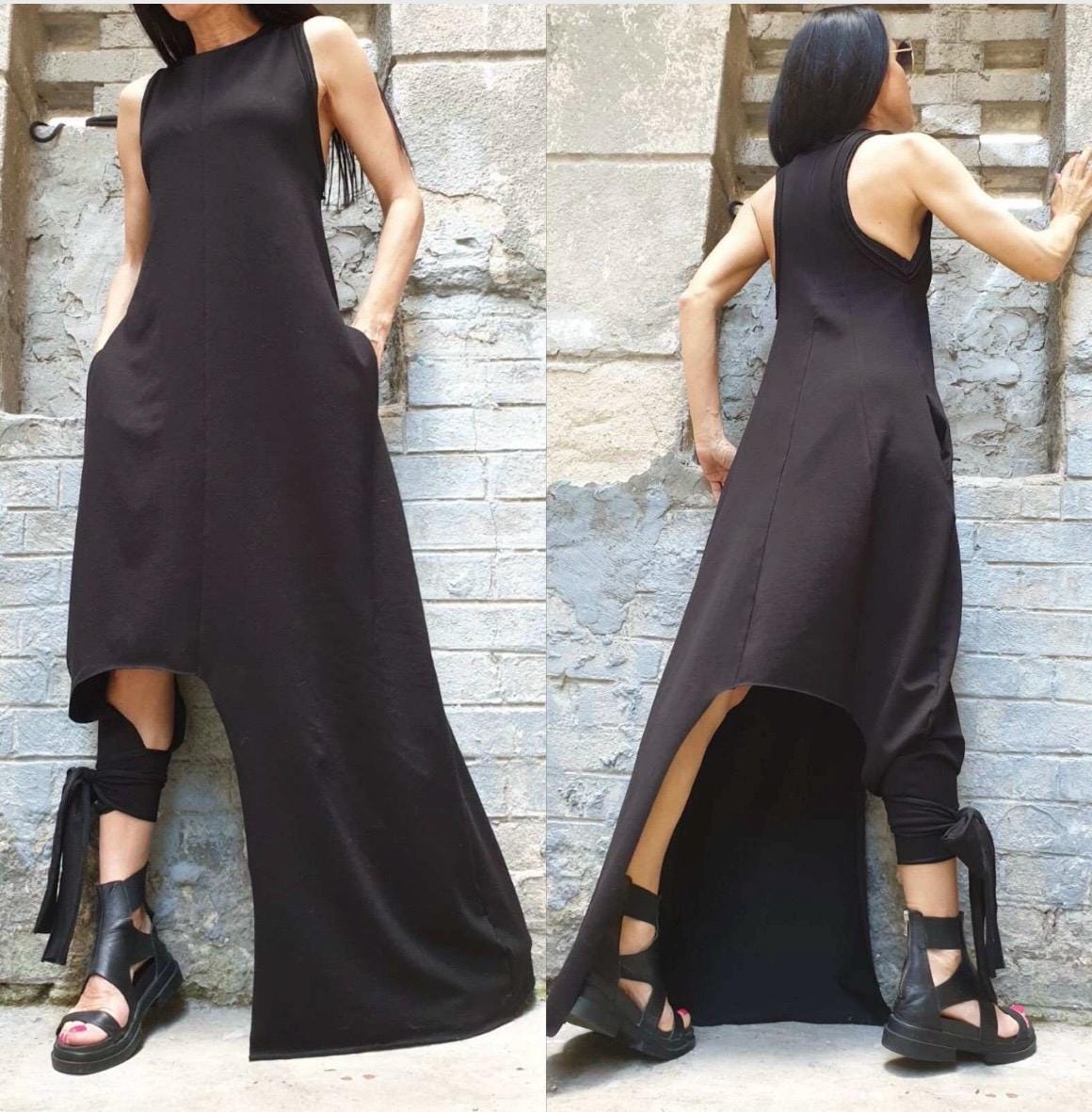 Asymmetrical White Sleeveless Dress / Modern Minimalist Design