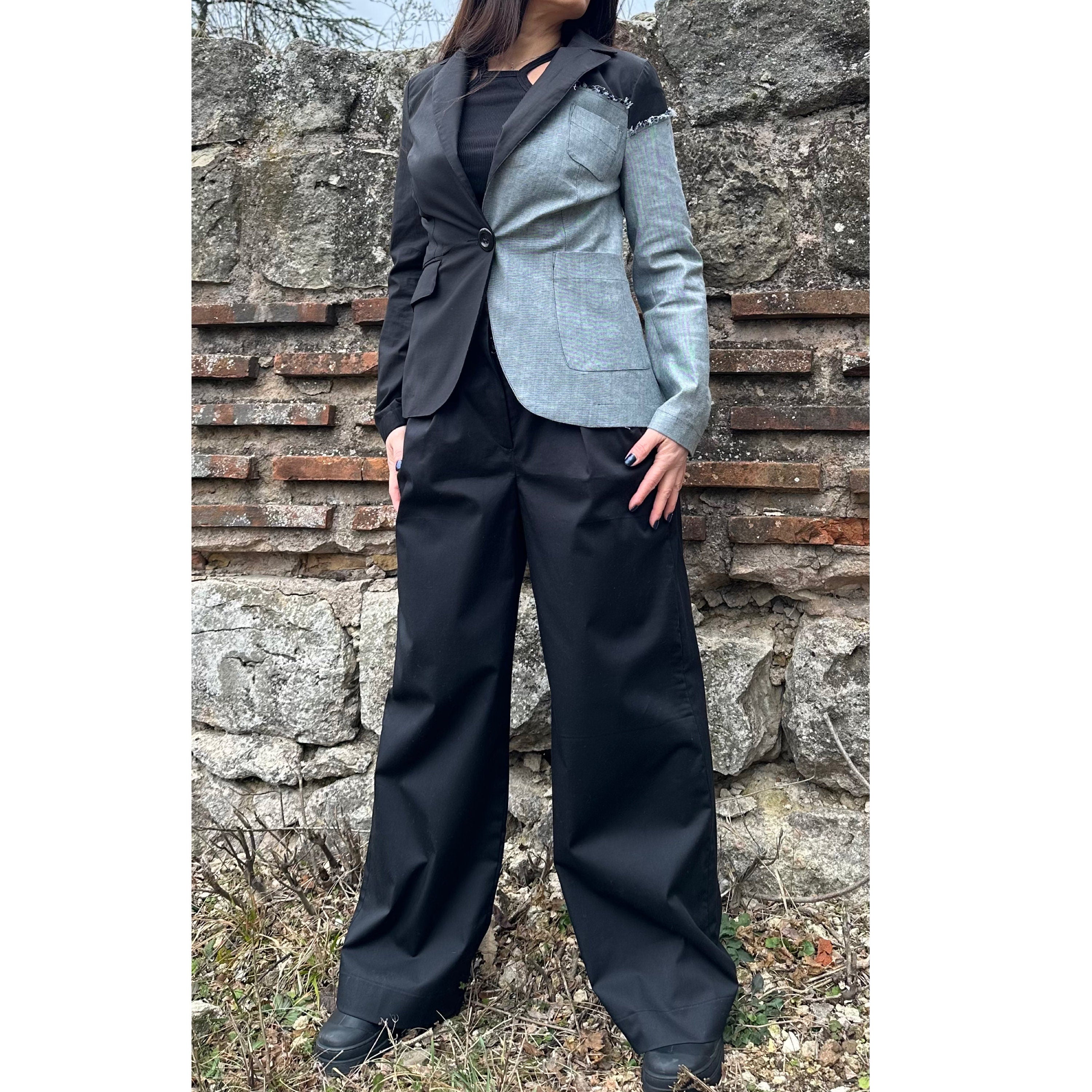 Two-Tone Women’s Blazer – Cotton and Denim /Extravagant Jacket