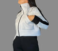 Cropped White Fleece Jacket – High Collar Winter Top / Women’s Streetwear Sweatshirt / Zip Up Hoodie / Designer Warm Sweater XS–5XL