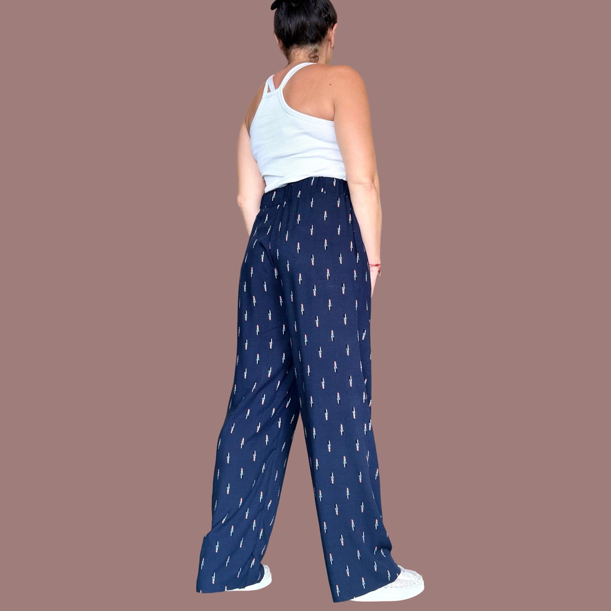 Summer Cotton Pants for Women – High Waist, Side Pockets /  Lightweight Fabric