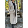 Oversized Wool Coat / Beige Lined Street Style Long Jacket