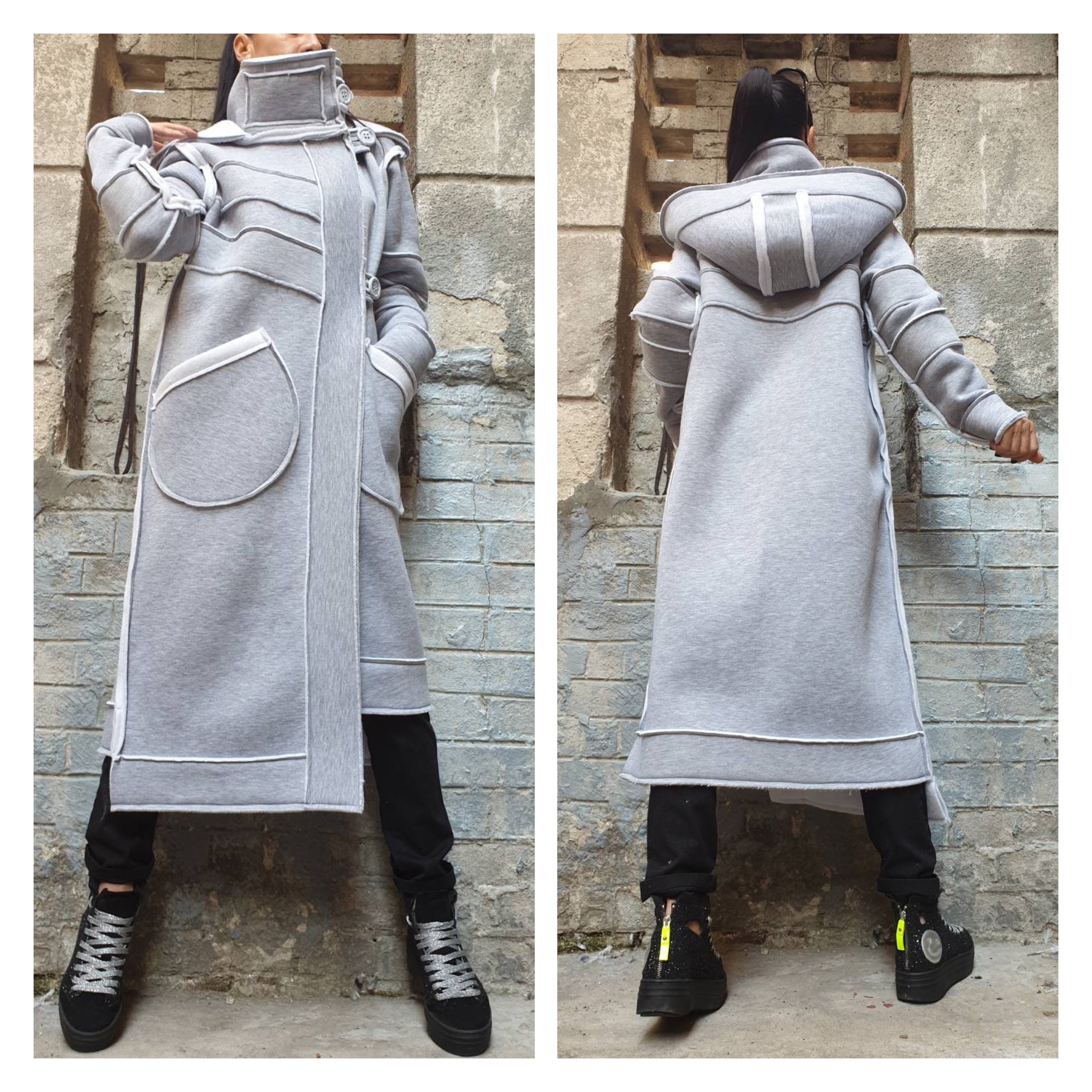 Women’s Asymmetric Winter Vest Coat with Hood – Heavyweight Sweatshirt Fabric Jacket with Large Pockets