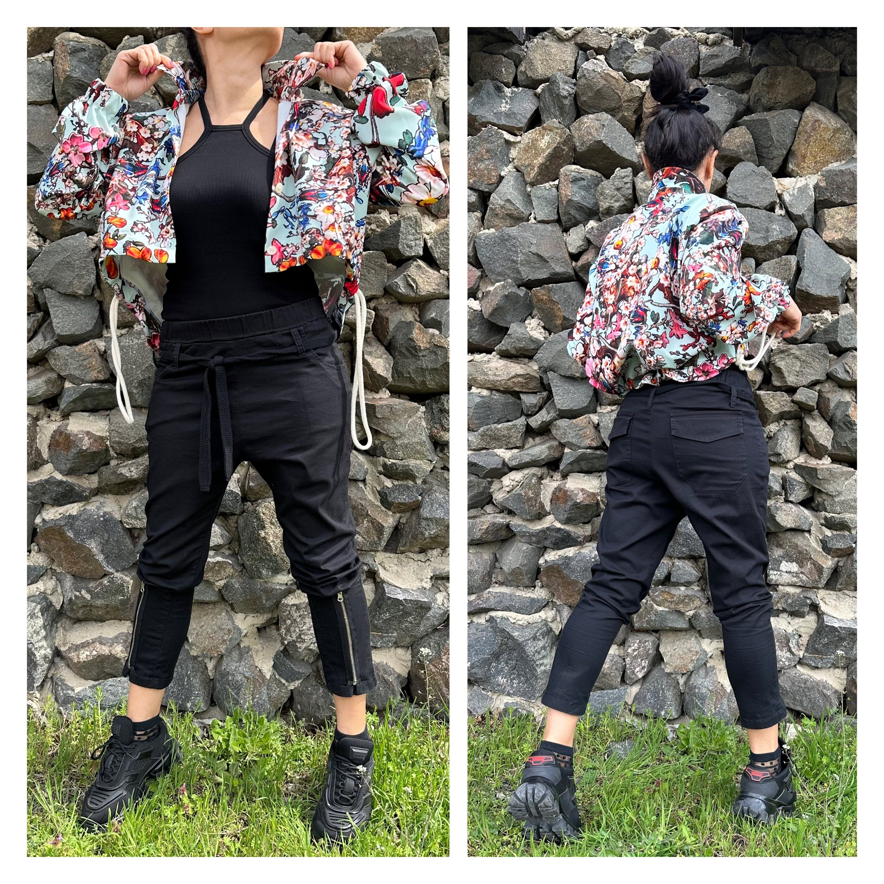 Colourful Neoprene Blouse: Asymmetric Button-Up Top