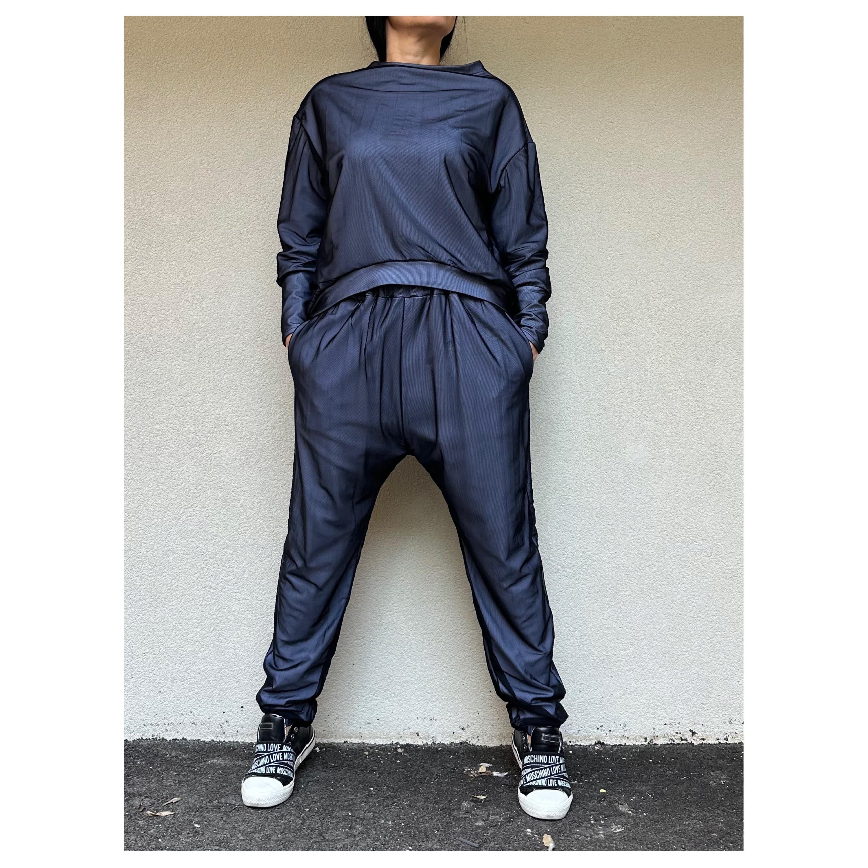 Urban Tracksuit for Women – Cotton Mesh Joggers and Loose Blouse Set