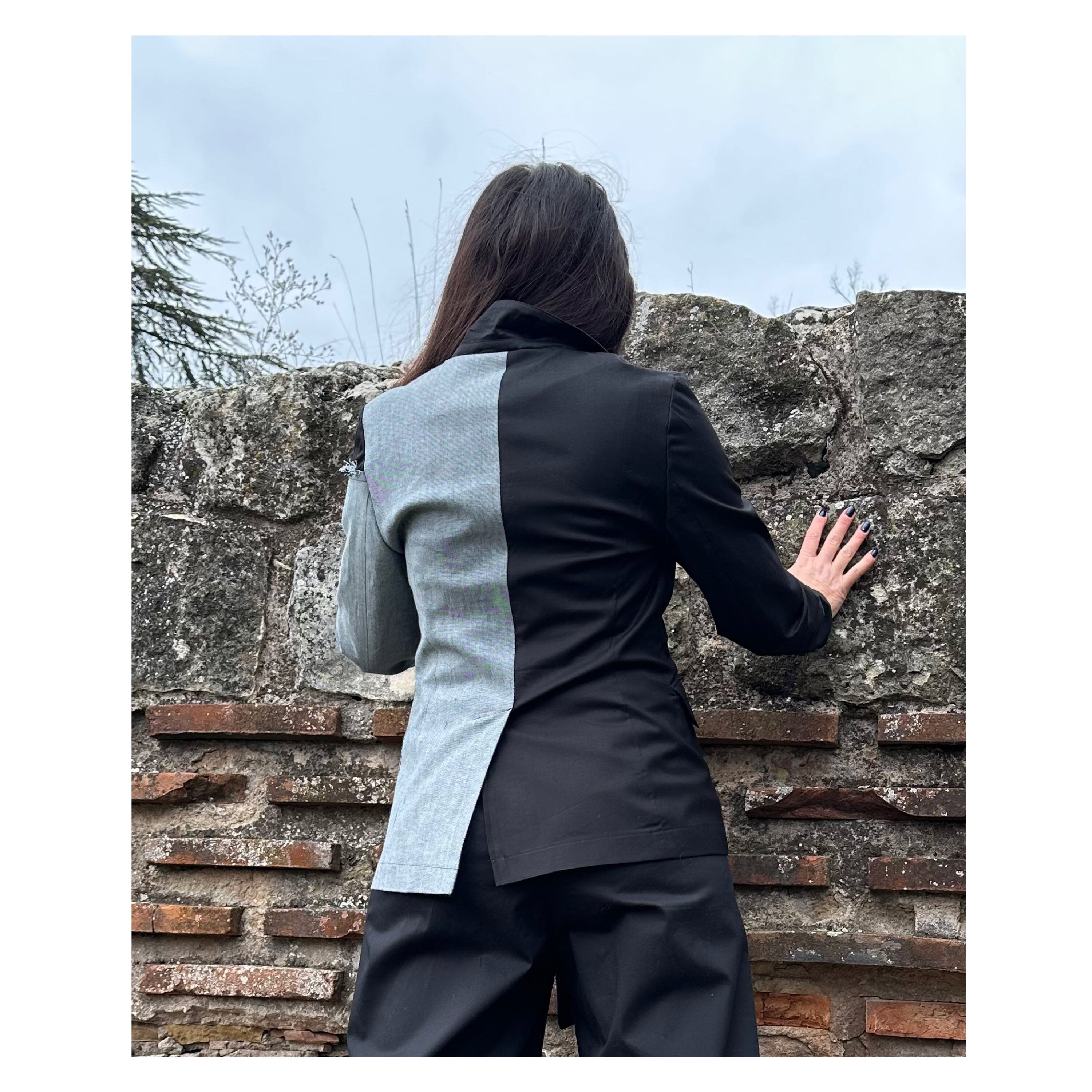 Two-Tone Women’s Blazer – Cotton and Denim /Extravagant Jacket