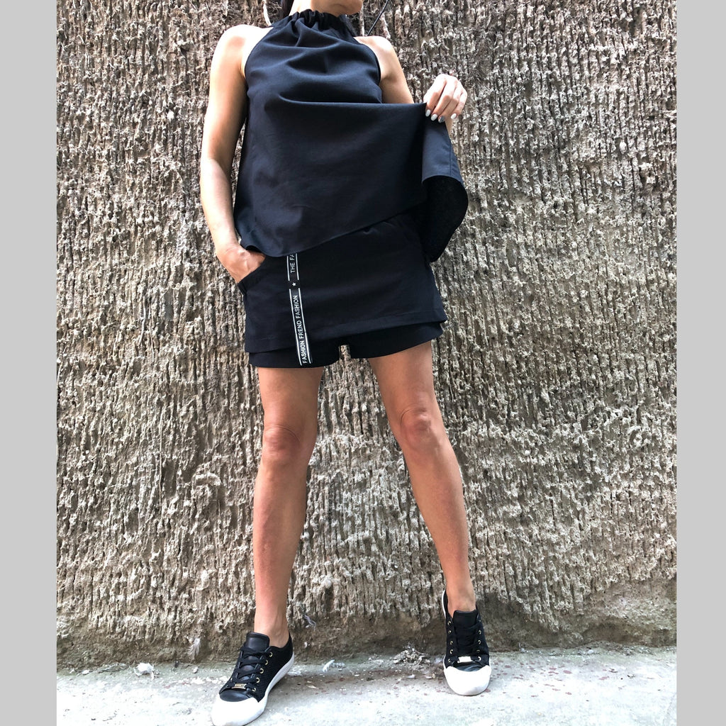 Linen Two Piece Set: Sleeveless Top & Loose Skirt Pants