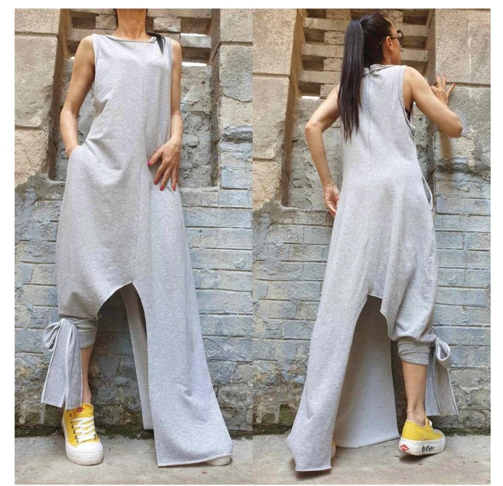 Asymmetrical Black Sleeveless Dress – Avant-Garde Cotton Maxi with Side Pockets