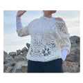Knit Tulle Blouse: Long Sleeve Cotton Blend Top
