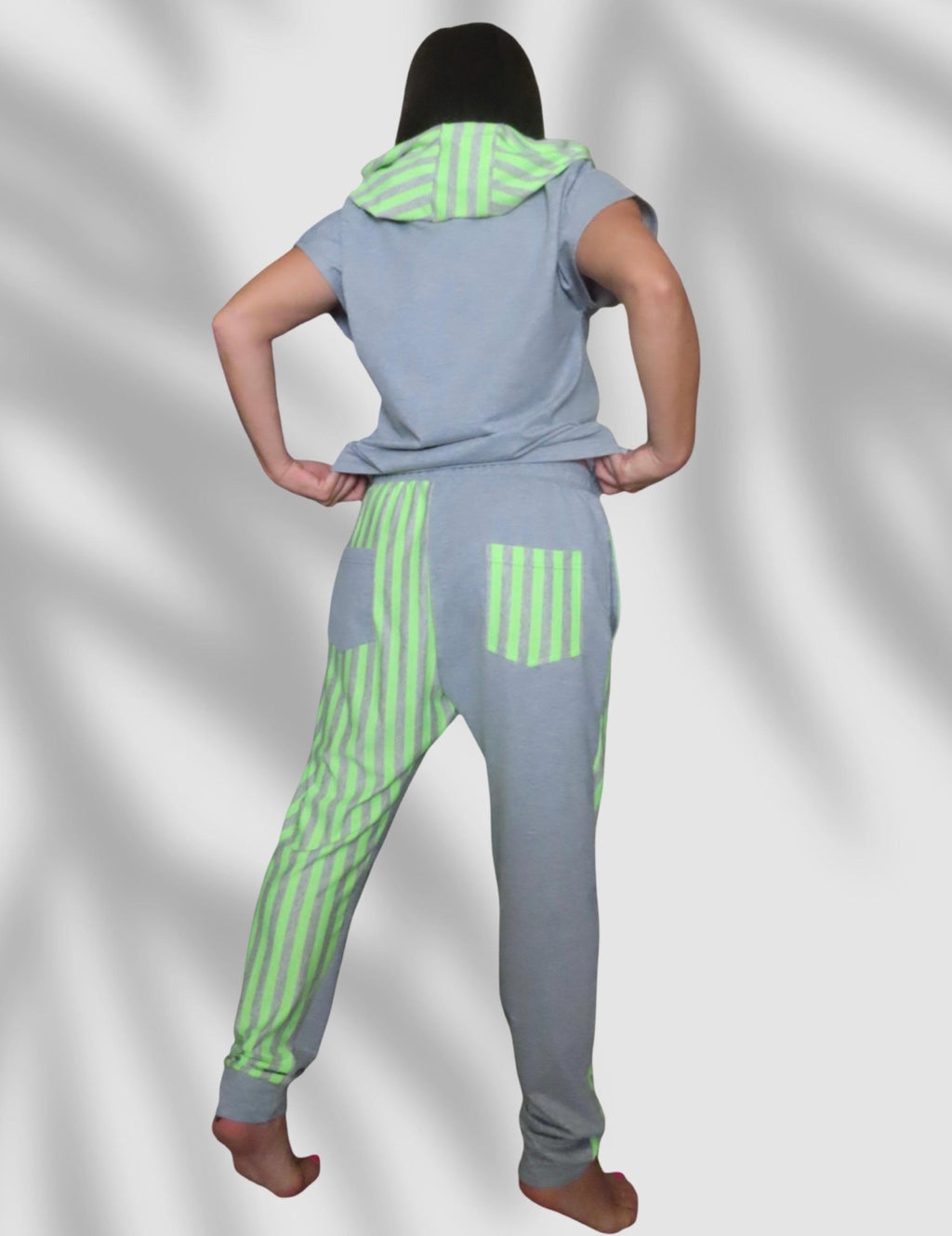 Hoodie Tracksuit Set: Two-Tone Cotton Joggers, Spring Summer Casual Outfit