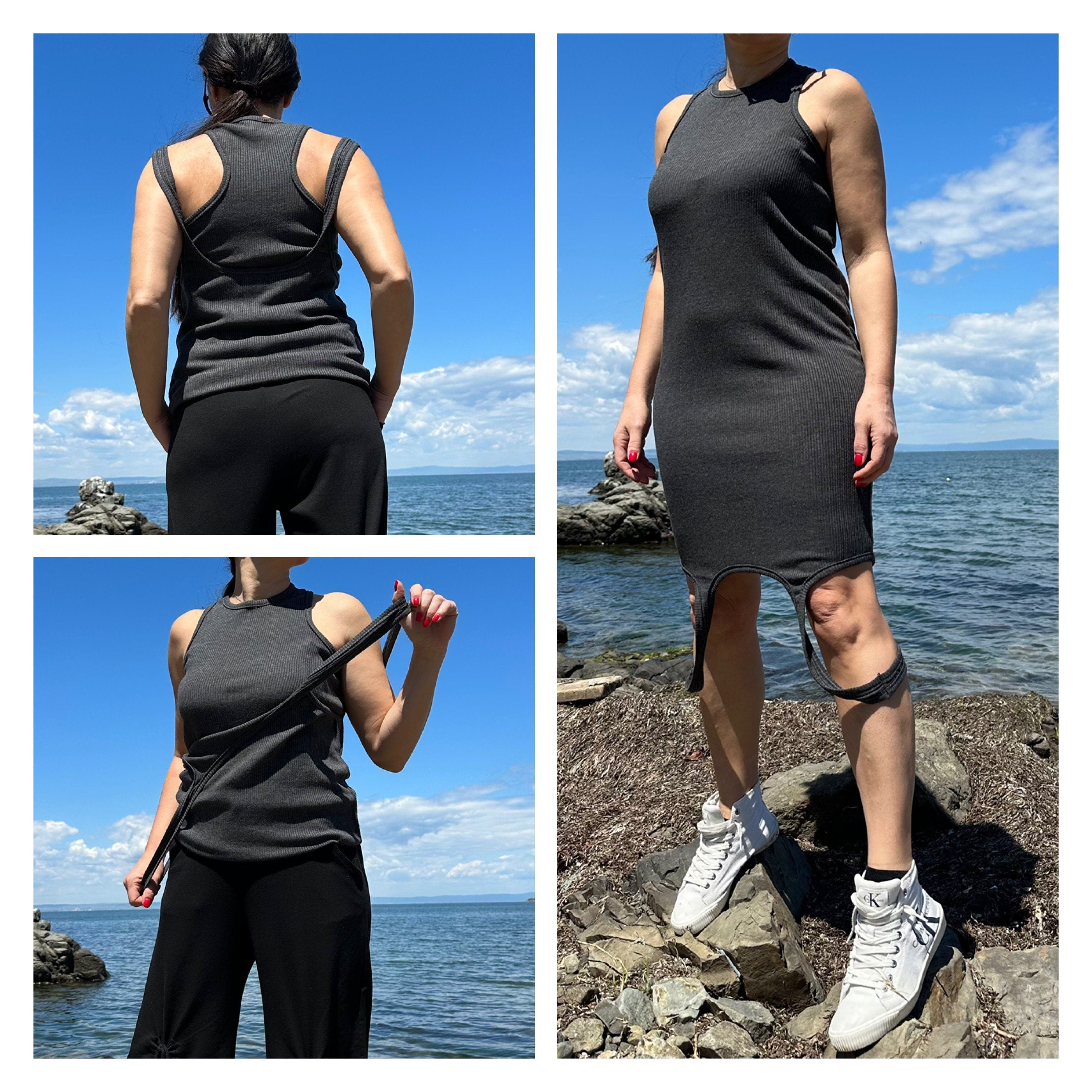 Dark Grey Cotton Tunic Top: Casual Tank Dress