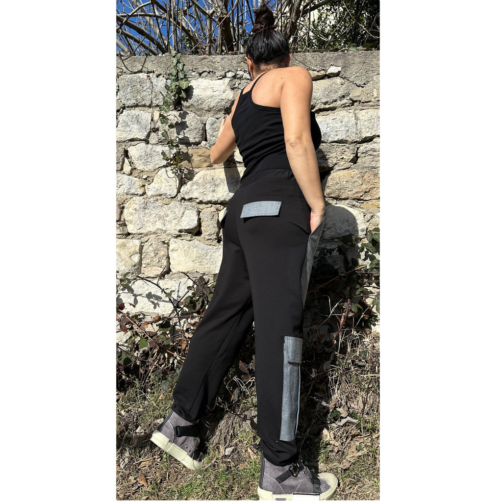 Cargo Pants in Cotton and Denim – Utility Style with Elastic Waist and Patch Pockets