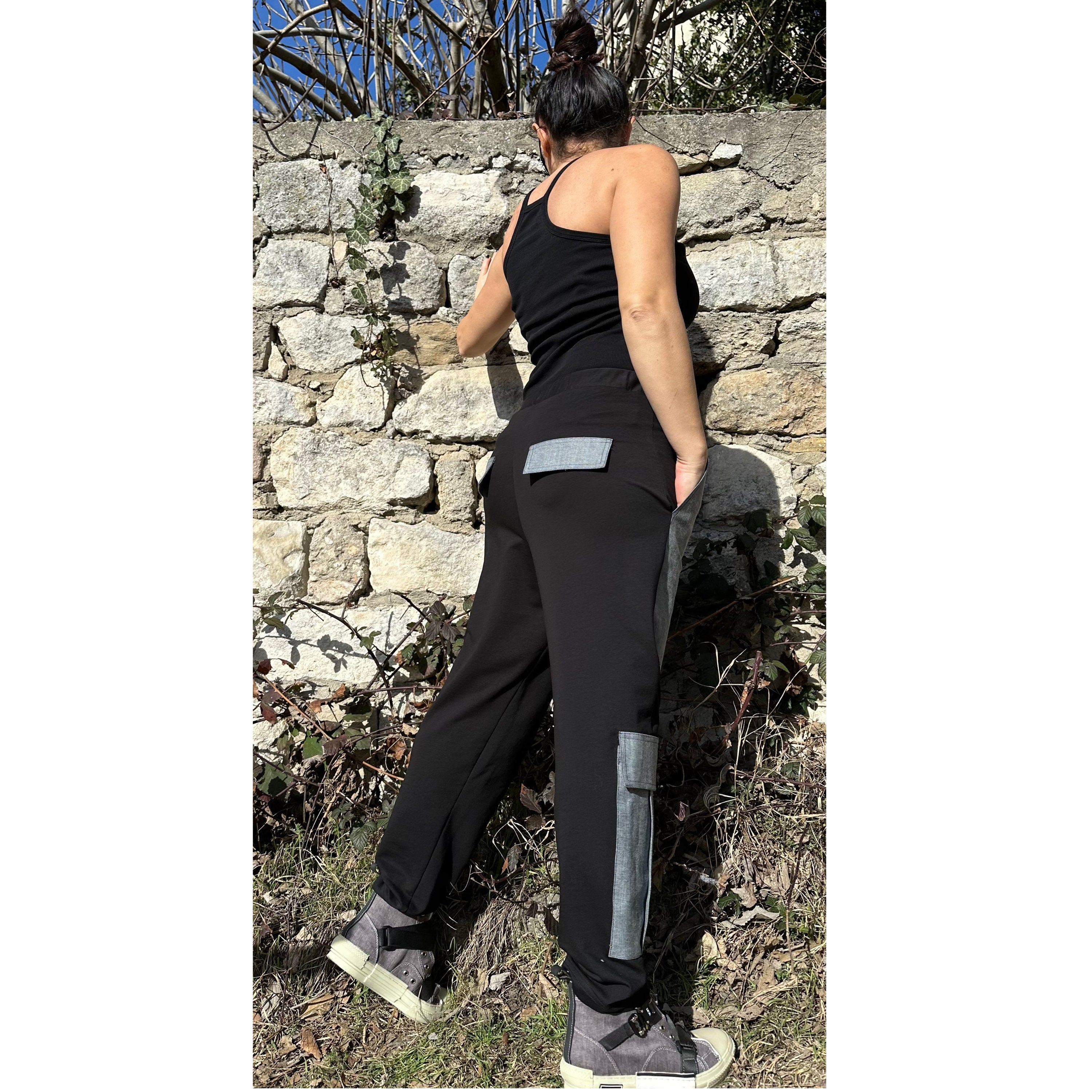 Cargo Pants in Cotton and Denim – Utility Style with Elastic Waist and Patch Pockets