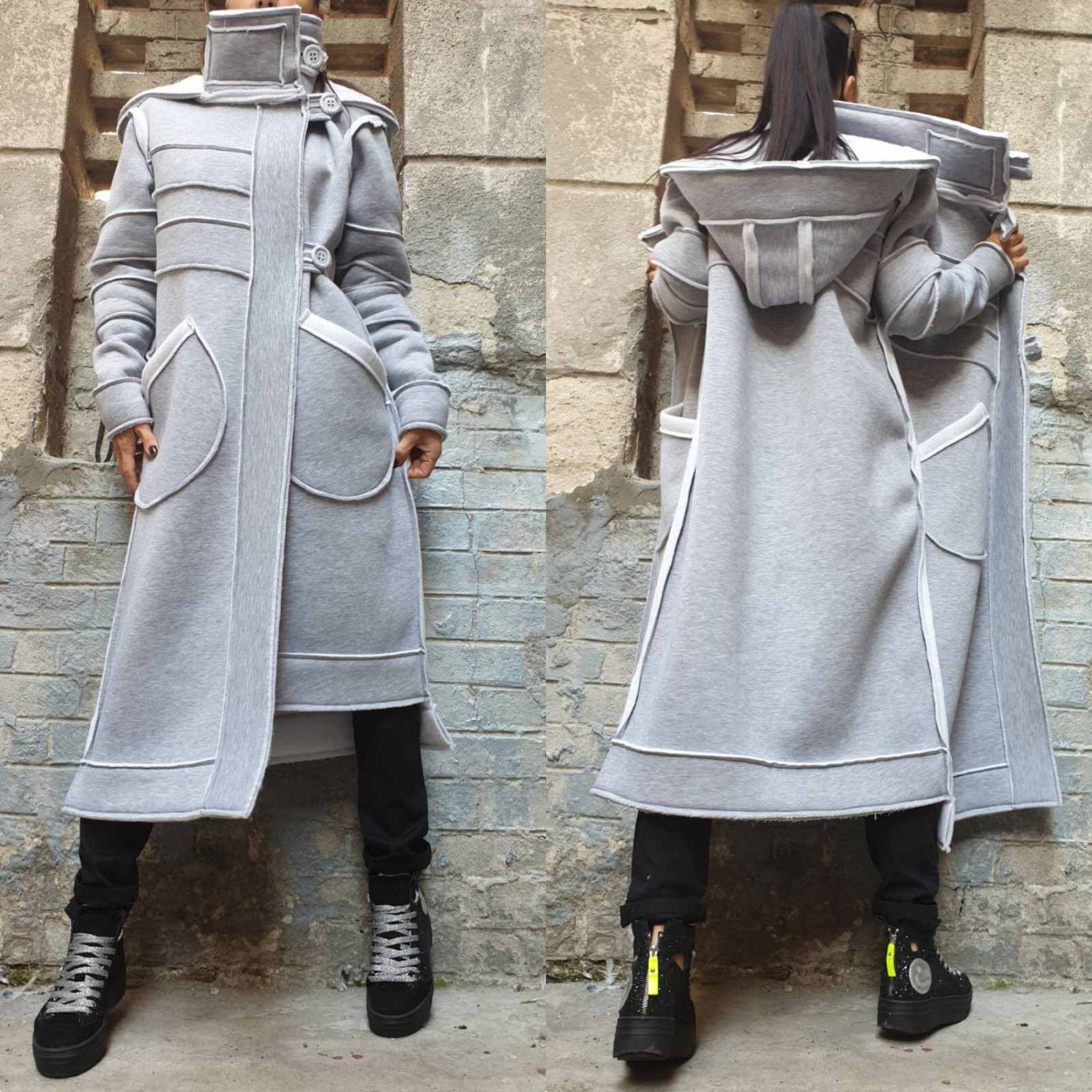 Women’s Asymmetric Winter Vest Coat with Hood – Heavyweight Sweatshirt Fabric Jacket with Large Pockets