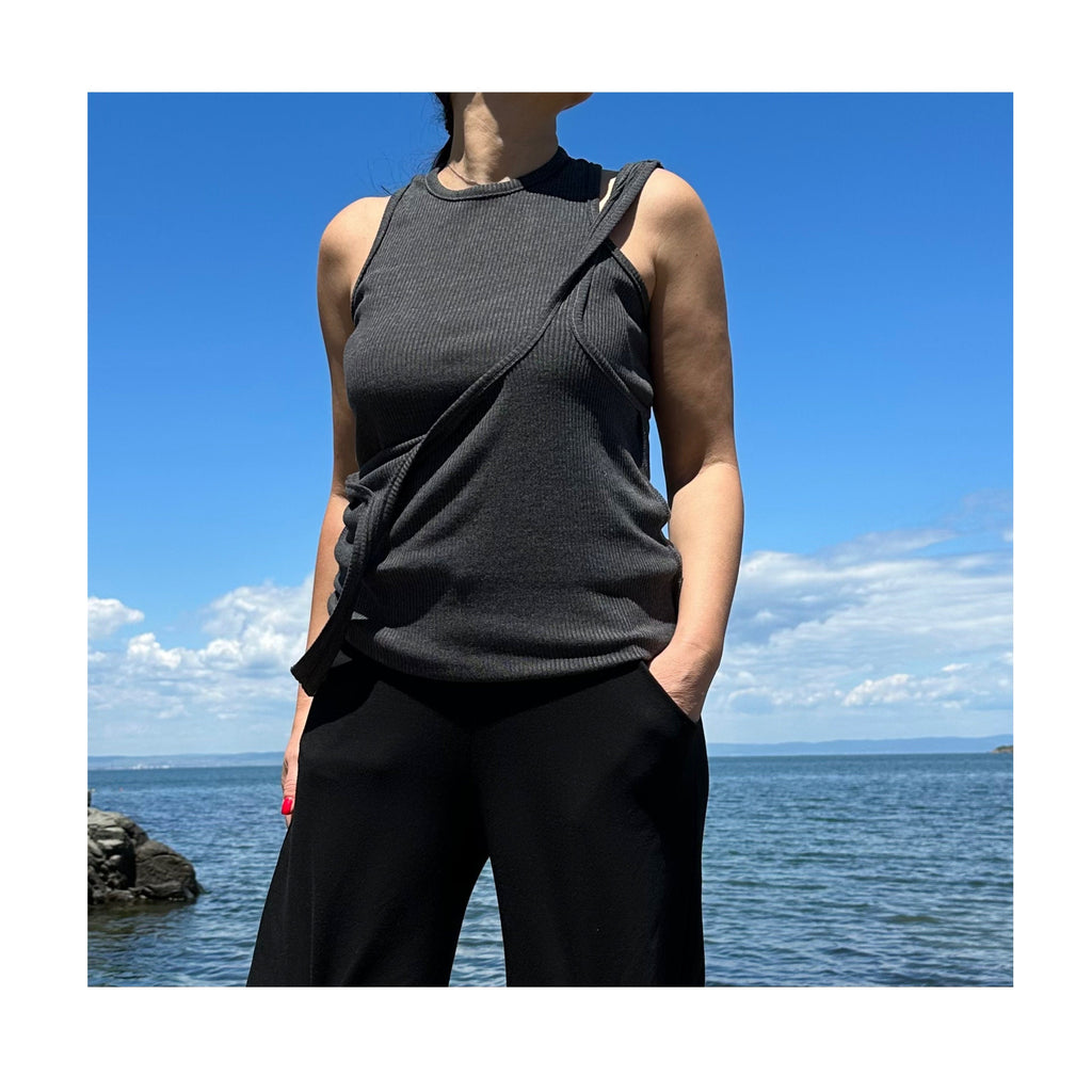 Dark Grey Cotton Tunic Top: Casual Tank Dress