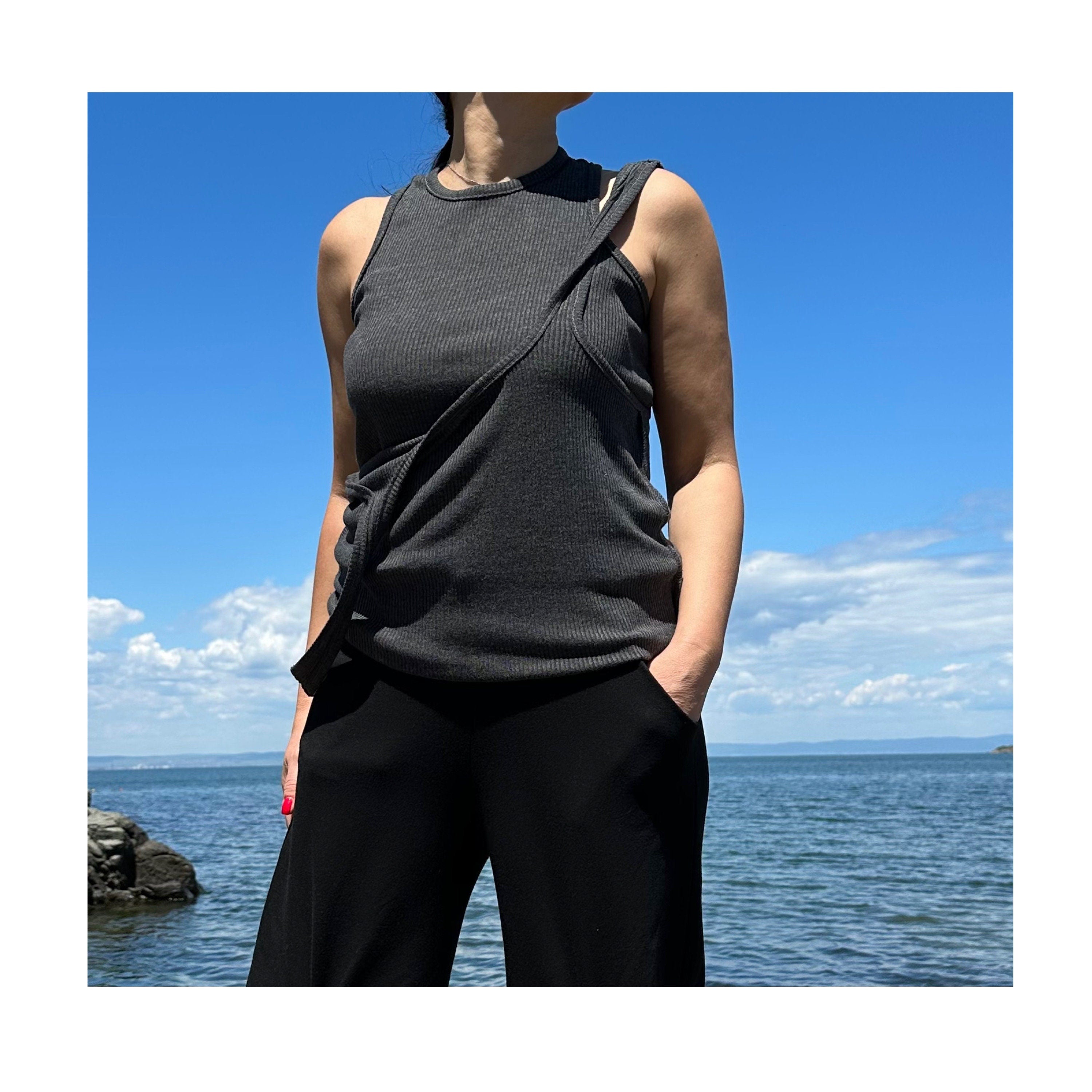 Dark Grey Cotton Tunic Top: Casual Tank Dress