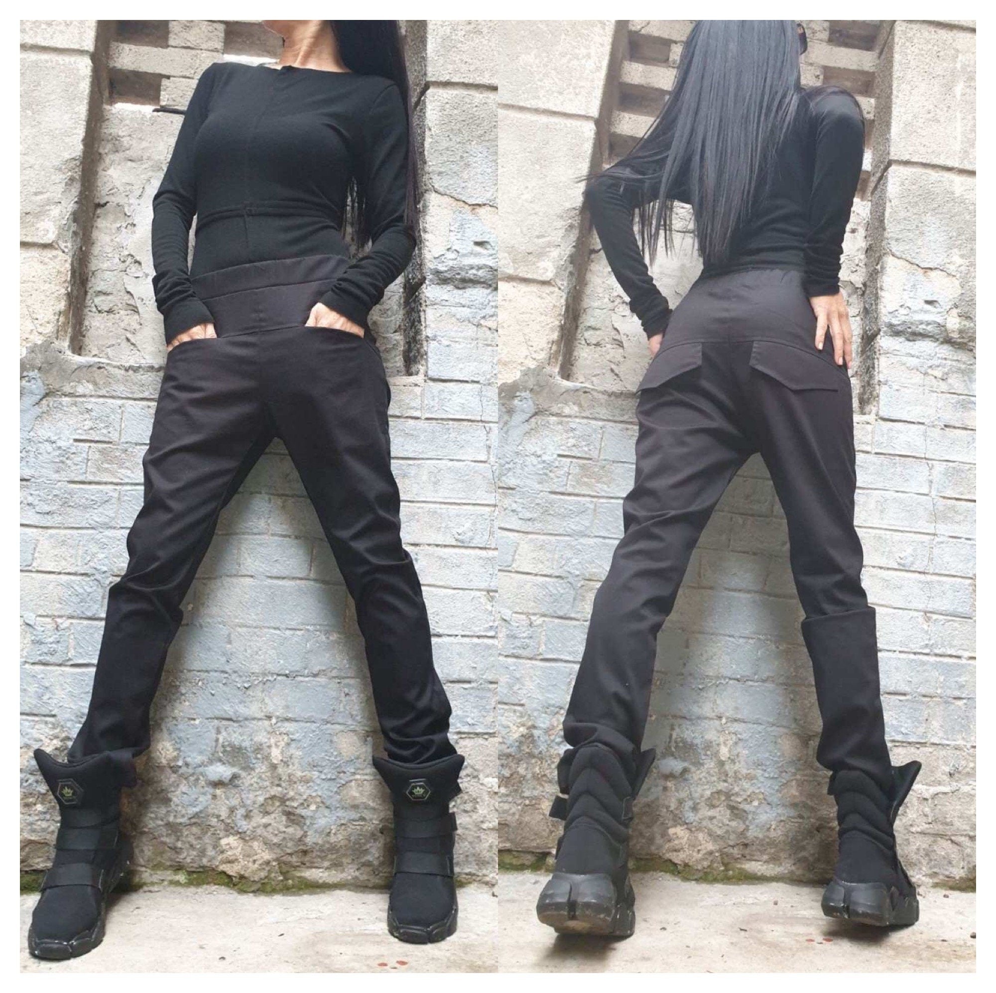 Black Cotton Urban Pants – Regular Fit Women’s Trousers with Elastic Waist