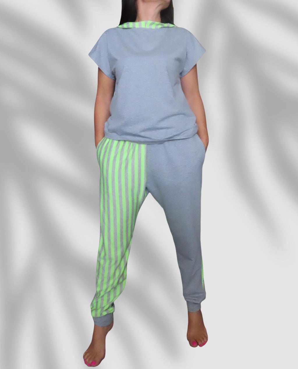 Hoodie Tracksuit Set: Two-Tone Cotton Joggers, Spring Summer Casual Outfit