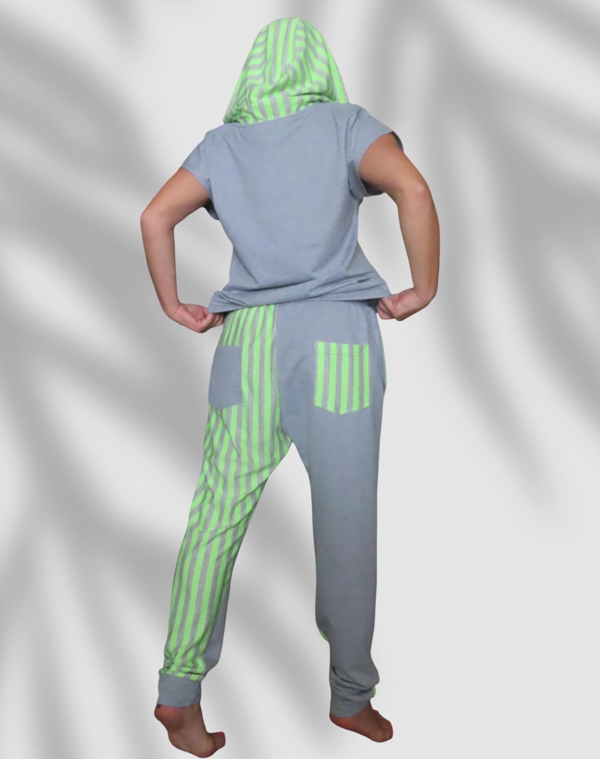 Hoodie Tracksuit Set: Two-Tone Cotton Joggers, Spring Summer Casual Outfit