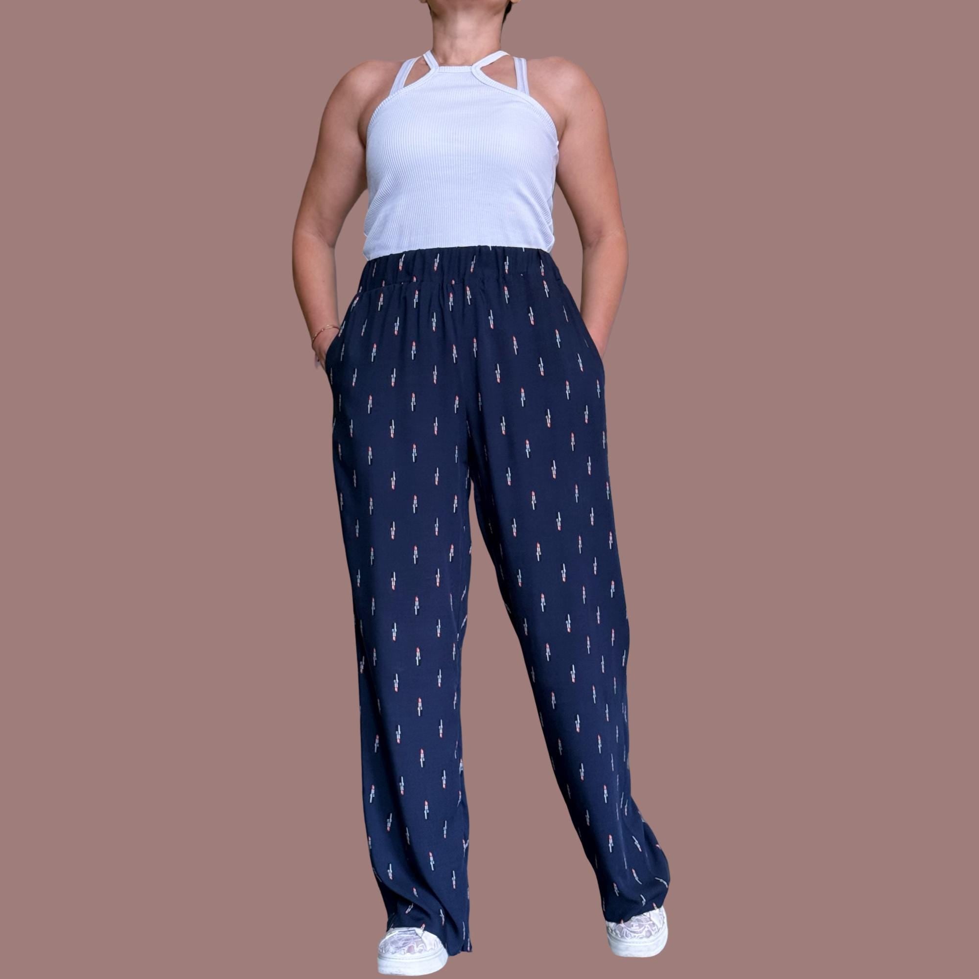 Summer Cotton Pants for Women – High Waist, Side Pockets /  Lightweight Fabric