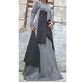 Asymmetrical Maxi Cotton Dress – Long Sleeve Grey Dress with Black Panels / Minimalist A-Line Kaftan / Handmade Casual Loose Dress