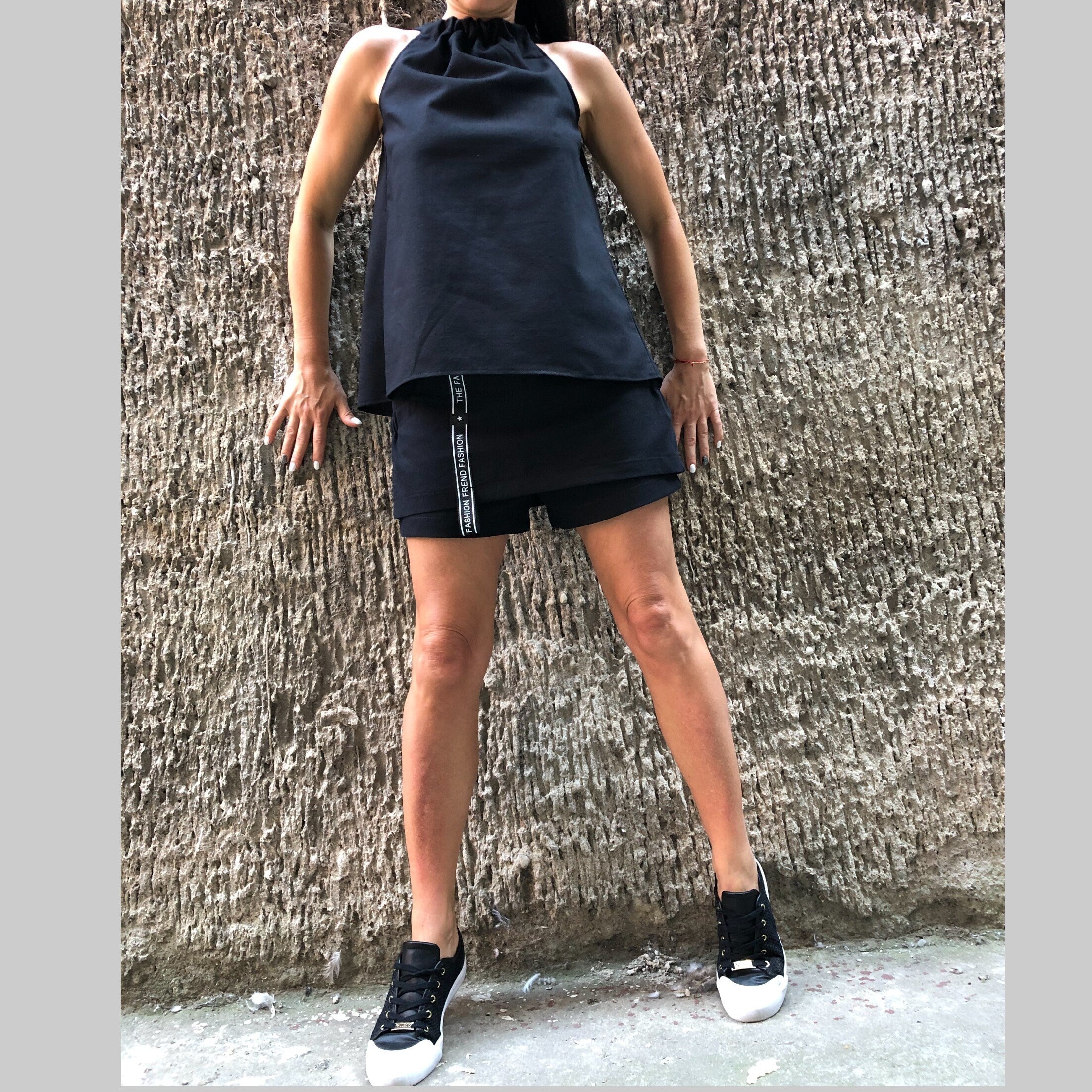 Linen Two Piece Set: Sleeveless Top & Loose Skirt Pants