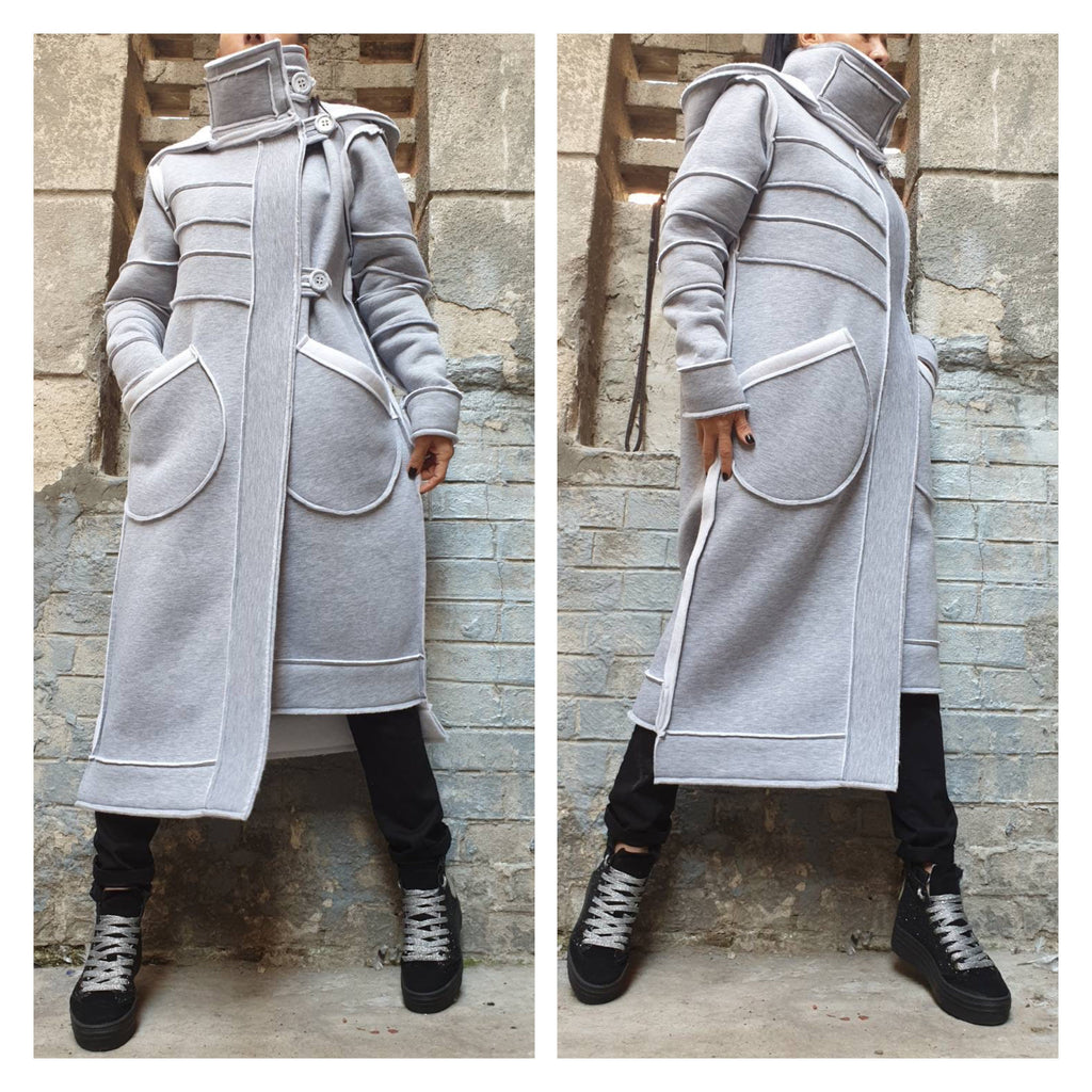 Women’s Asymmetric Winter Vest Coat with Hood – Heavyweight Sweatshirt Fabric Jacket with Large Pockets