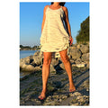 Asymmetric Cotton Summer Dress – Sleeveless Tunic with Drawstring Details